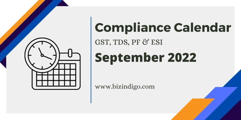 Tax Compliance Calendar for Sep 2022