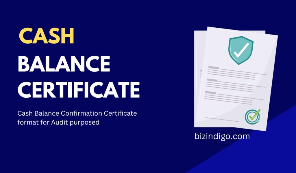Cash Balance Certificate Format